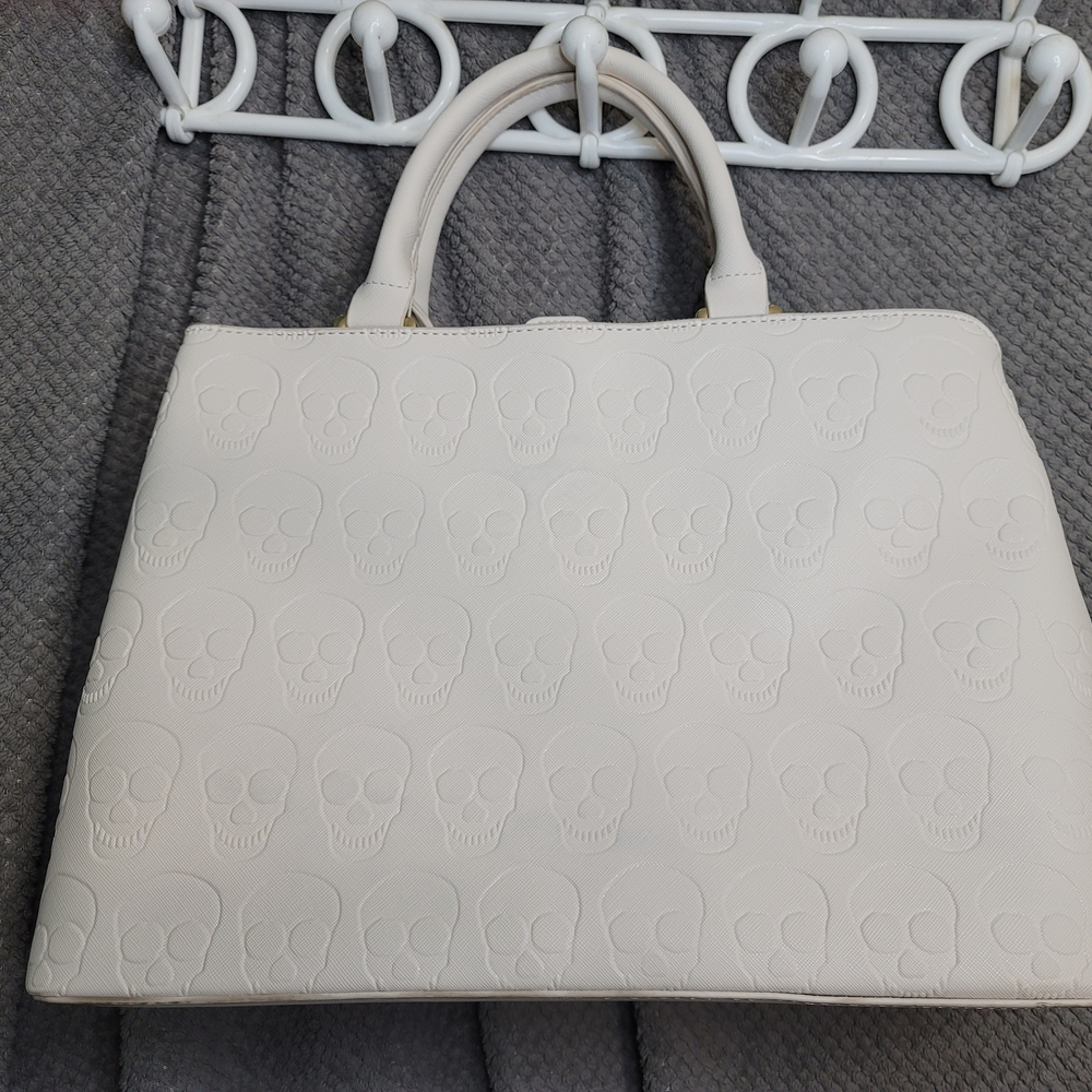Betsey Johnson White Embossed Skull Tote